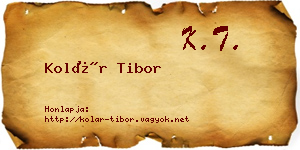 Kolár Tibor névjegykártya